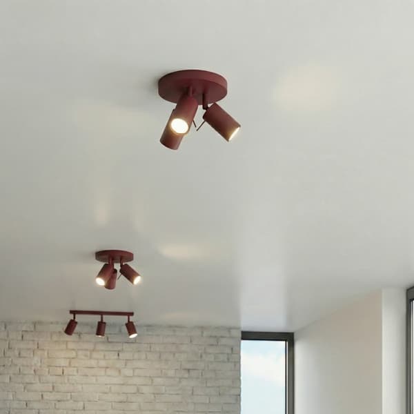Loftlampe RING 3P vinrød