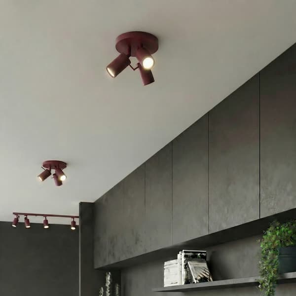 Loftlampe RING 3P vinrød