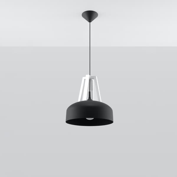 Pendel lampa CASCO svart/vit