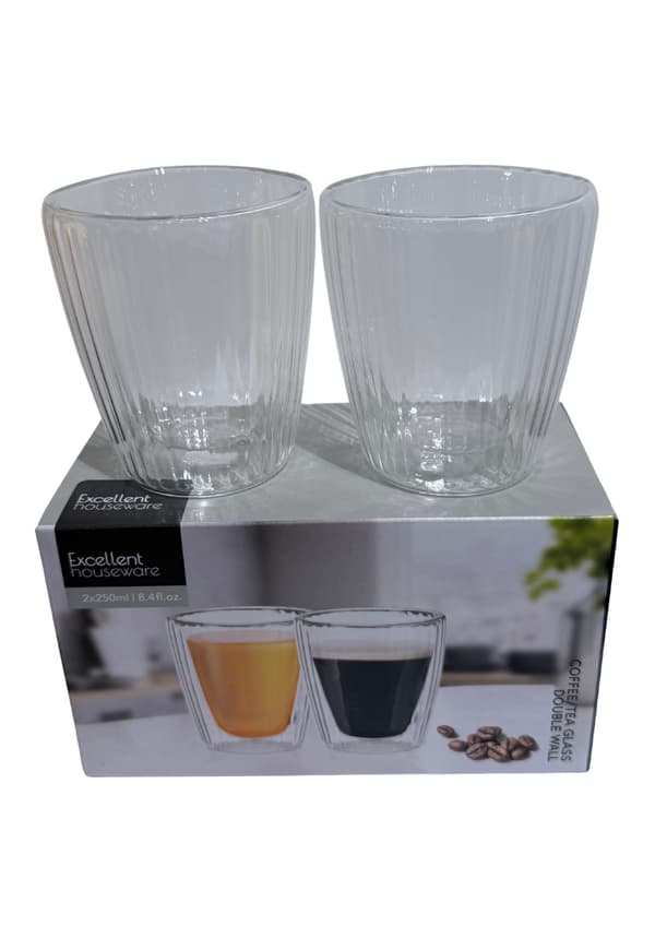 Mugg Dubbelglas Kaffe/Te 2-pack Glas 25 cl
