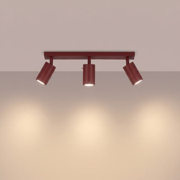 Loftlampe RING 3 vinrød