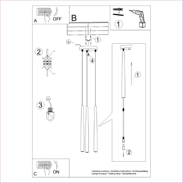 Pedantlampa BLISS 3P svart