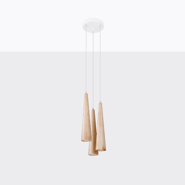 Pendel lampa SULA 3P naturträ