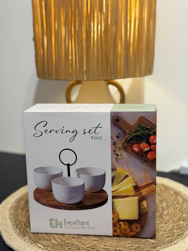 Skålset Servering Trä/Keramik Vit