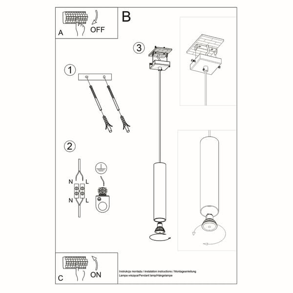 Pendel lampa LAGOS 1 vit
