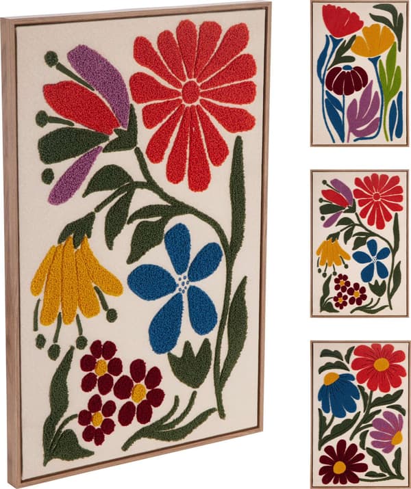 Tavla Växter Blommor Flossad med ram 50x40 cm