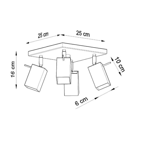 Taklampa MERIDA 4 svart