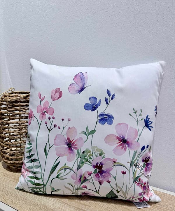 Kudde Blommor Vit 45x45 cm