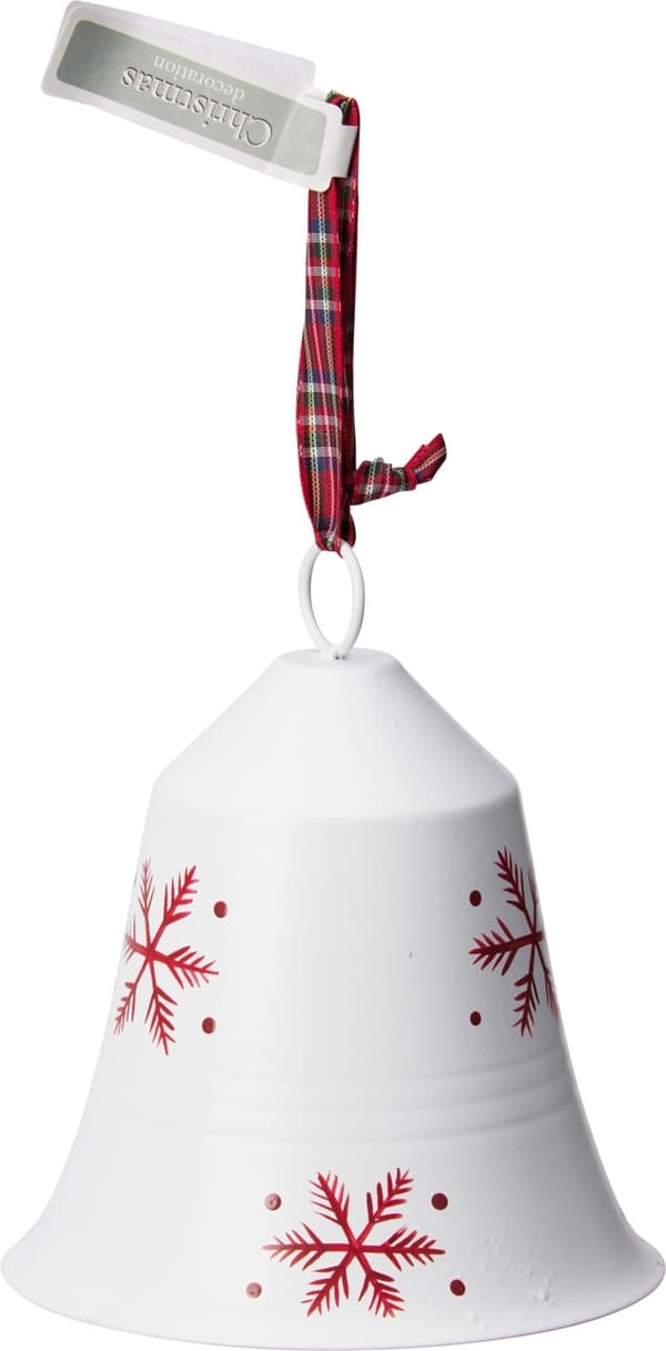 Klocka Jul Bjällra Röd Snöflingor 15 cm