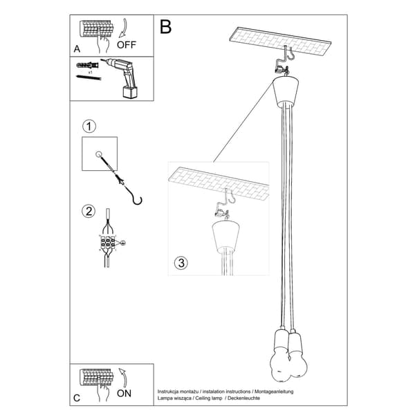 Pendel lampa DIEGO 3 orange