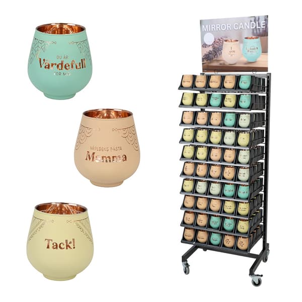 Lykta Dotter Glas Mirror Candle med text Ljuslykta