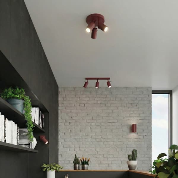 Loftlampe RING 3P vinrød