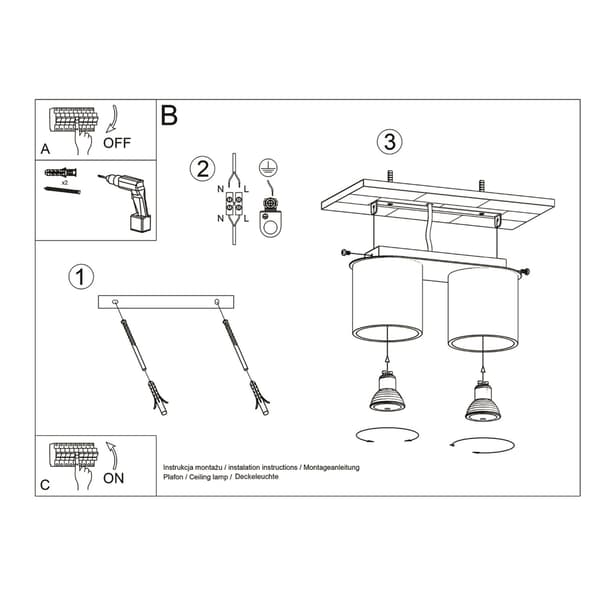 Taklampa ORBIS 2 svart