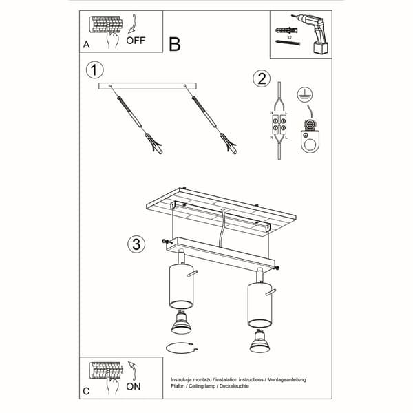 Taklampa RING 2 vit