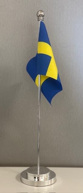 Bordsflagga Tyg/Metall Silver 31 cm
