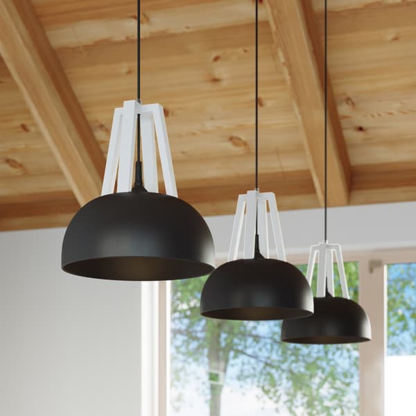 Pendel lampa CASCO svart/vit