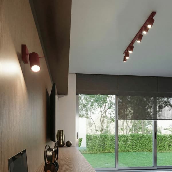 Loftlampe RING 3 vinrød
