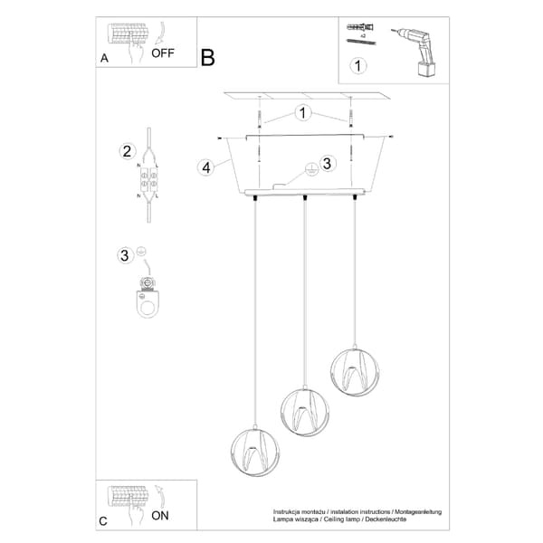 Pendel lampa TULOS 3L vit