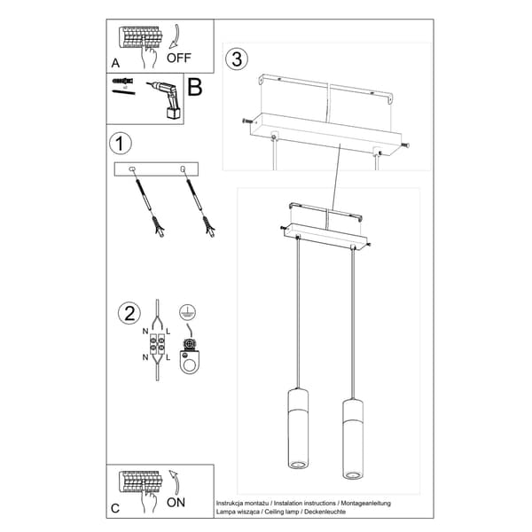 Pendel lampa ZANE 2 grå