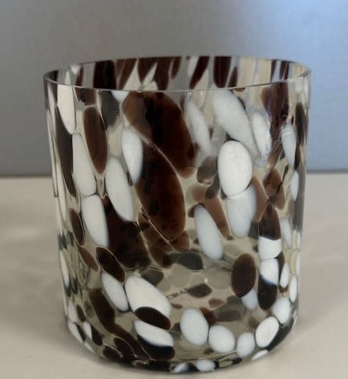 Lykta Glas Mönstrad Brun/Vit 10 cm