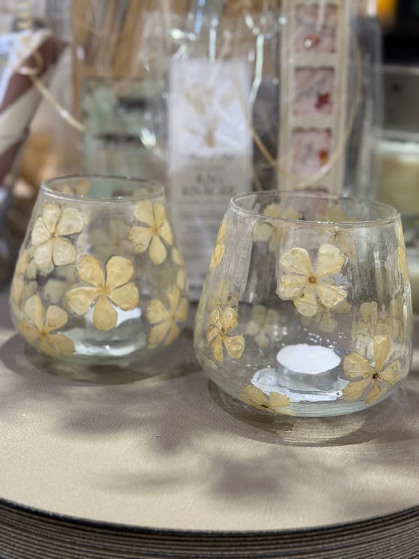 Ljushållare Blommor Beige 15 cm