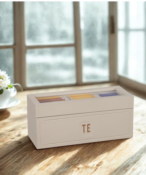 Telåda Teburk Tebox Trälåda Sandfärgad 22 cm