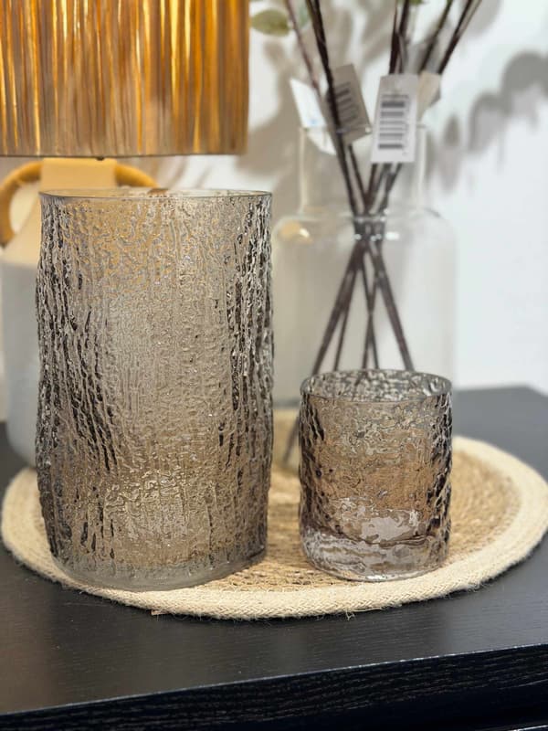 Vas Ljushållare Glas Taupe 21 cm