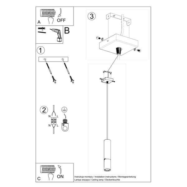 Pendel lampa LOOPEZ 1 svart/koppar
