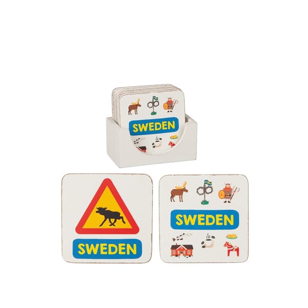 Glasunderlägg Sverige Sweden Älg 6-pack i låda