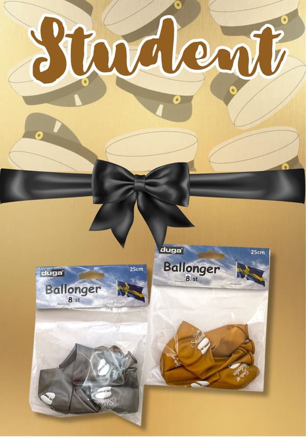 Ballonger Student Guld/Silver 8-pack