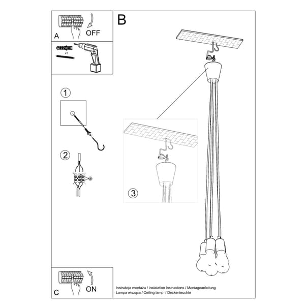Pendel lampa DIEGO 5 gul