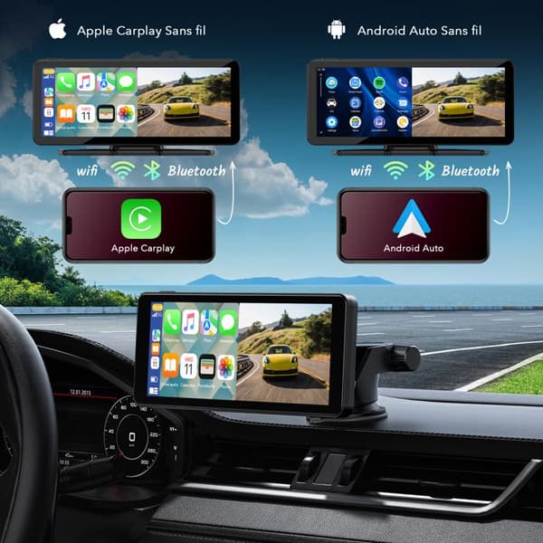 Trådlös Autoradio Carplay 11" Touchskärm Android Auto Mirror Link Röststyrning GPS Bluetooth
