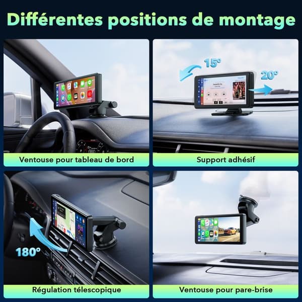 Trådlös Autoradio Carplay 11" Touchskärm Android Auto Mirror Link Röststyrning GPS Bluetooth