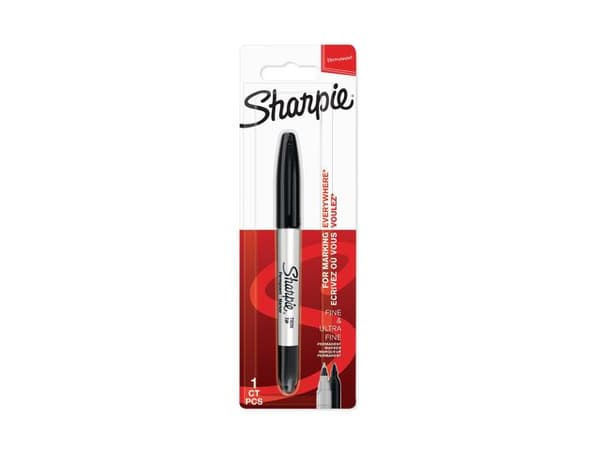 Märkpenna SHARPIE Twin Tip svart 12/fp