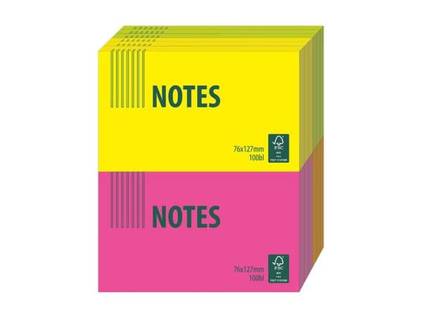 Notes 76x127mm sort. färger 12st