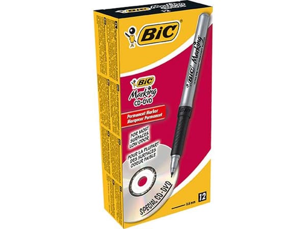 Märkpenna BIC Marking CD/DVD svart 12st