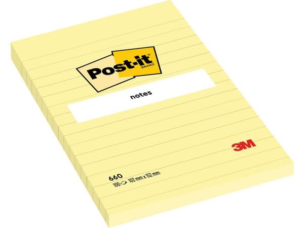 Notes POST-IT linjerat 102x152mm gul 6st