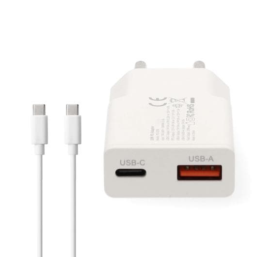 Laddare vägg NEDIS GaN 2xUSB-A/C 1m vit