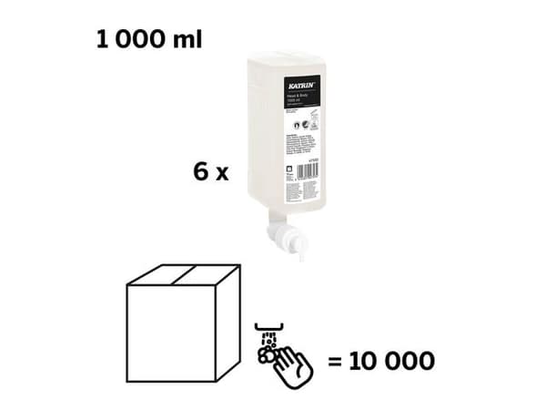 Duschtvål KATRIN Head & Body 1L 6st