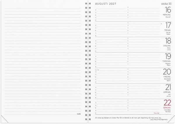 Stor Veckokalender 2027 beige