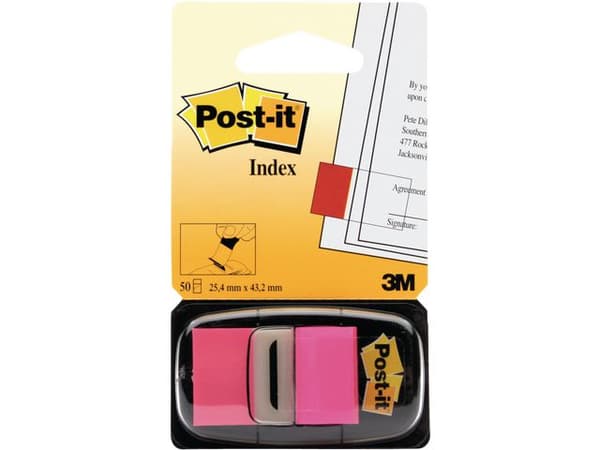 Index POST-IT 25,4x43,2mm cerise 50/fp 12st