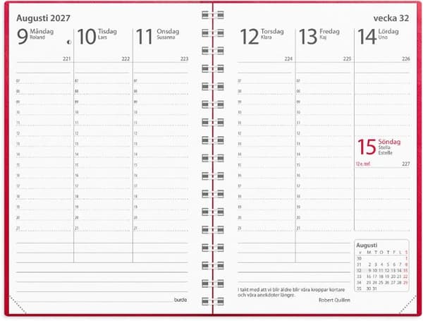 Kalender Prestige 2027 konstläder röd