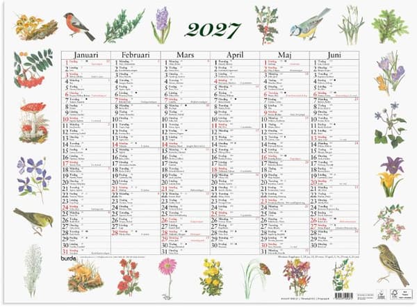 Väggkalender Stora Naturalmanackan 2027