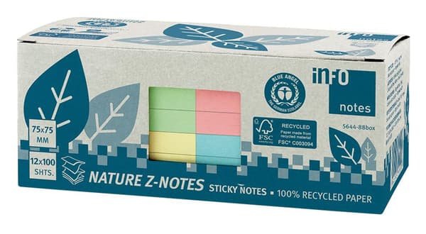 Notes Z-NOTES 75X75mm pastell 12/fp