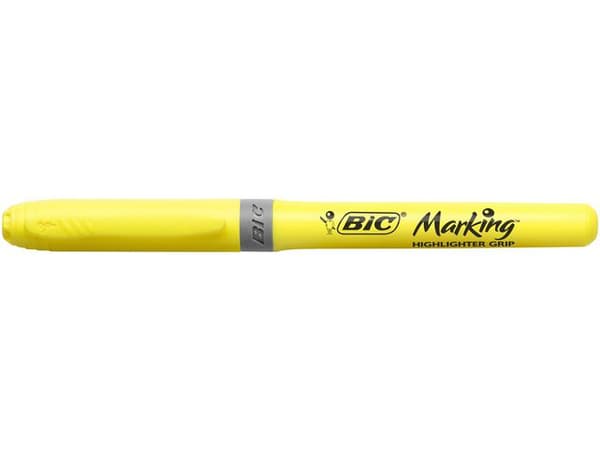 Överstrykningspenna BIC Grip Gul 12st