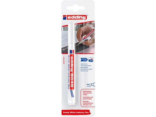 Märkpenna EDDING 8046 industri 1-3mm vit 10st