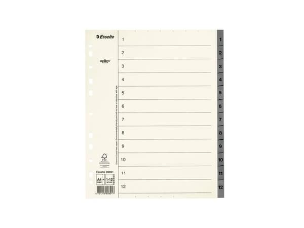 Pappregister Servo System A4+ 1-12 grå 10st
