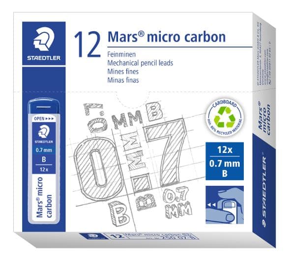 Reservstift STAEDTLER 0,7mm B 12/fp 12st