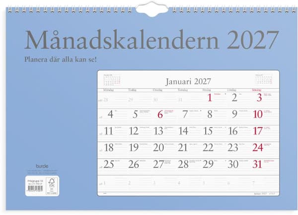 Väggkalender Månadskalendern 2027