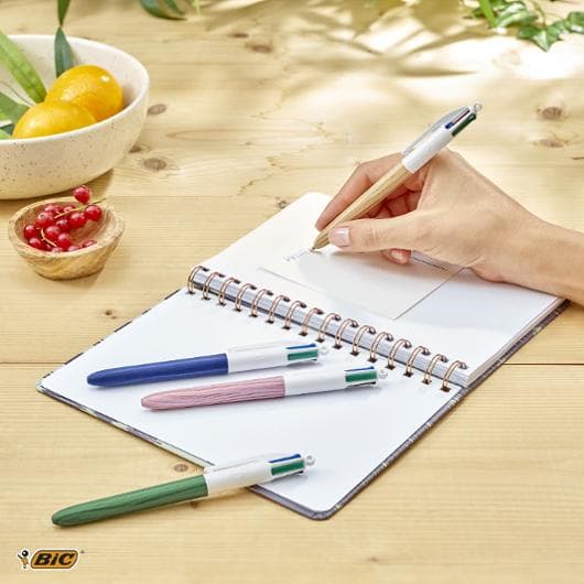 Kulpenna BIC 4 Colours Wood 1mm 12st